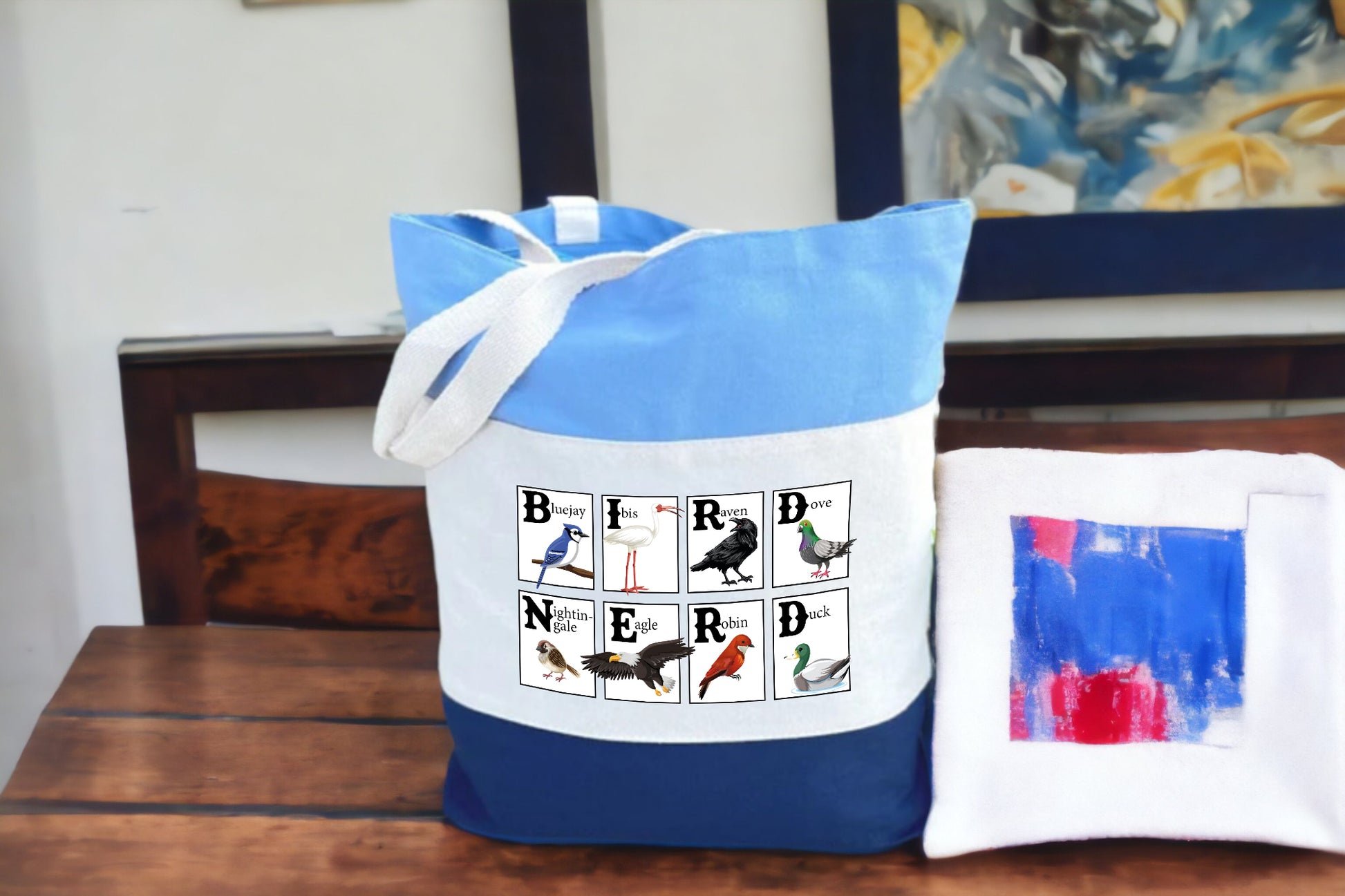 Bird Tote Bag, Bird Nerd Gifts, Tri Color Tote Bag