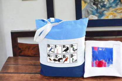 Bird Tote Bag, Bird Nerd Gifts, Tri Color Tote Bag