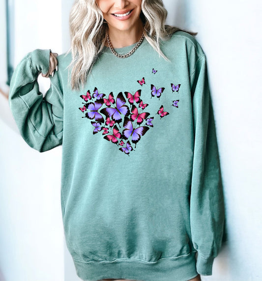 Comfort Color Sweatshirt, Sweater with Butterflies, Butterfly Sweatshirts-newamarketing