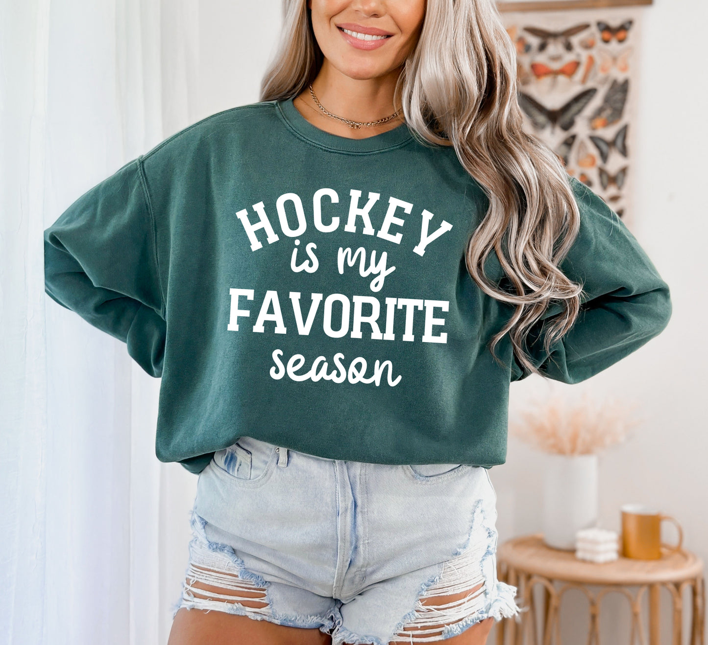 Hockey Is My Favorite Season Sweatshirt, Comfort Color Sweatshirt, Sports Mom Sweatshirt-newamarketing