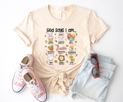 God Says I Am Shirt, Christian Easter T-Shirt, Easter Teacher Shirt-newamarketing