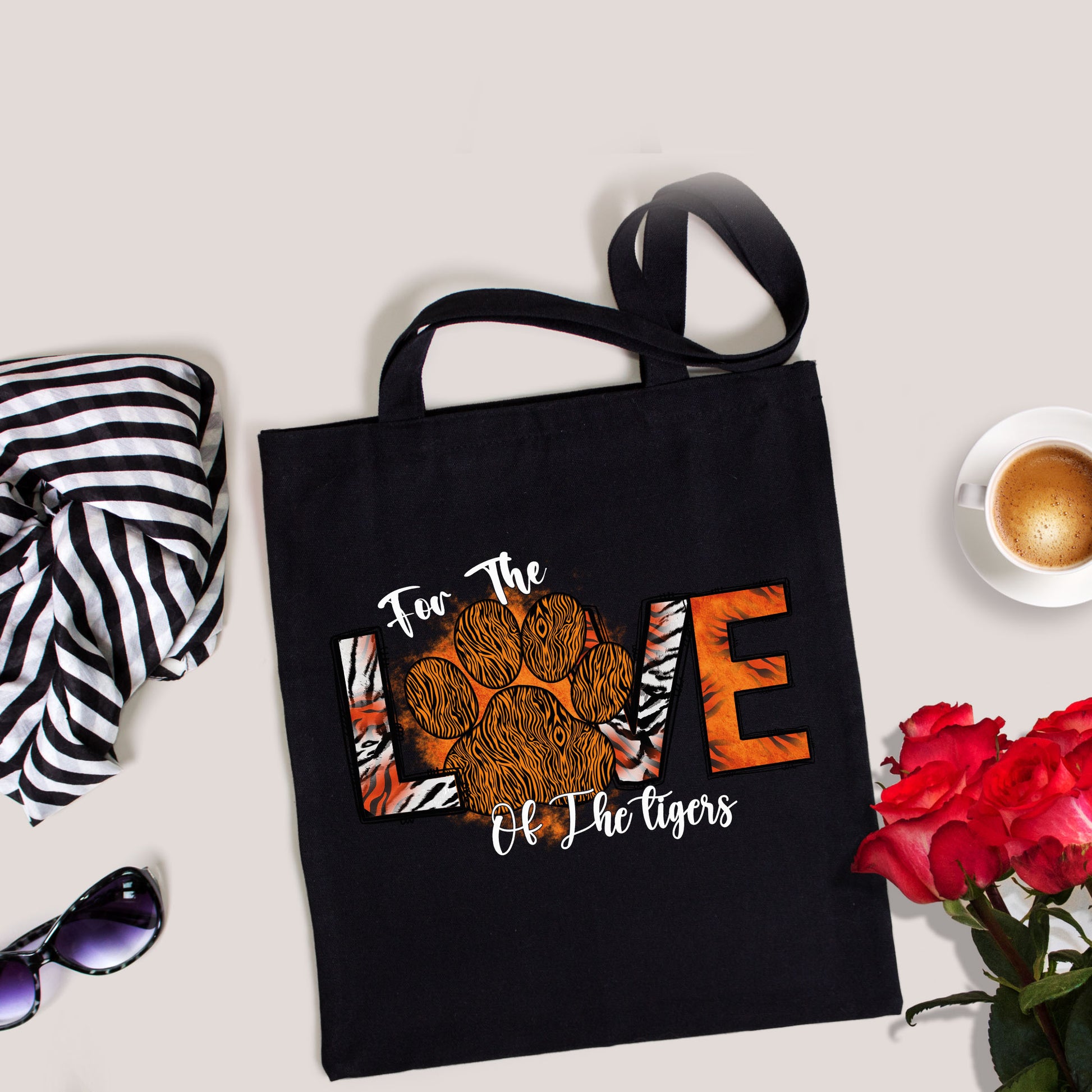 Paw Print Tote Bag, Canvas Tote Bag, Pet Lover Gifts, Tiger Tote-newamarketing