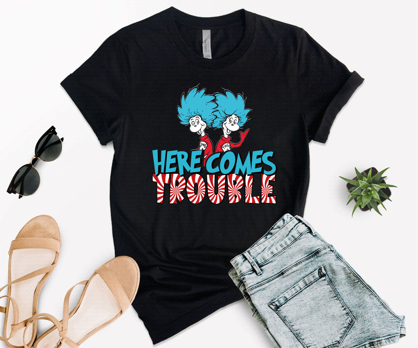 Here Comes Trouble Shirt, Thing 1 Thing 2 T-Shirt, Reading Lovers Gifts-newamarketing