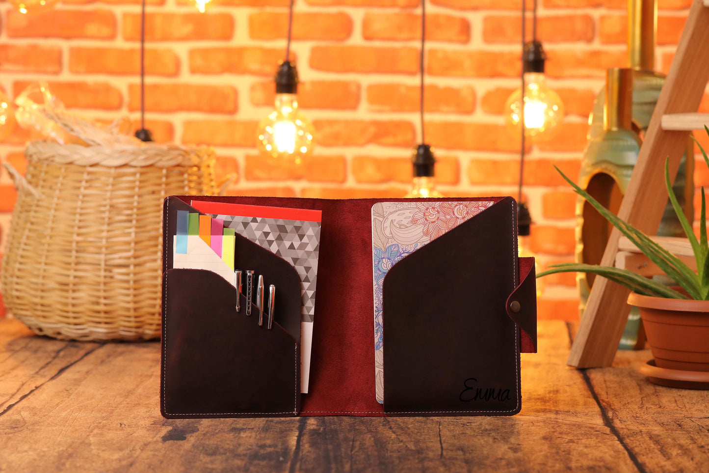 Leather Portfolio, Leather Portfolio Folder Personalized, Leather Organizer Planner