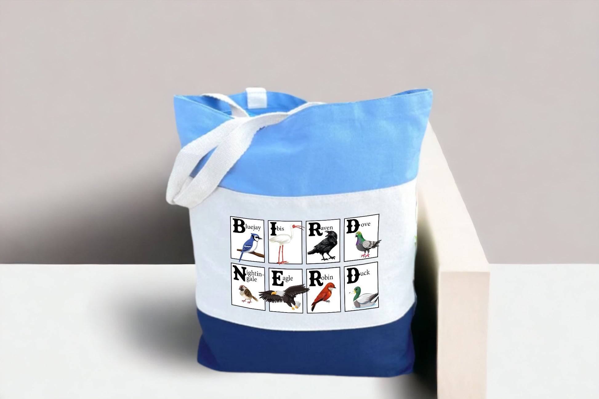 Bird Tote Bag, Bird Nerd Gifts, Tri Color Tote Bag