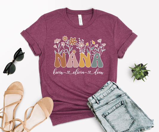 Nana Shirt With Grandkids Names, Personalized Nana Gifts, Nana Shirt With Names-newamarketing