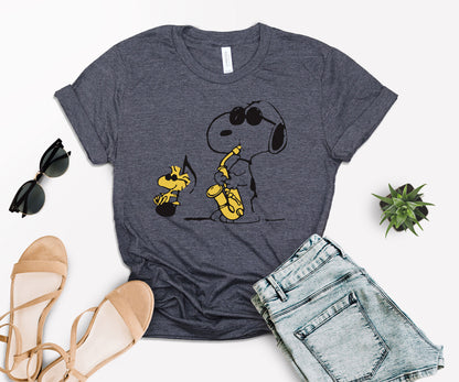 Snoppy Saxophone Shirt, Funny Saxophone Shirts ,Snoopy Peanuts Shirt -newamarketing