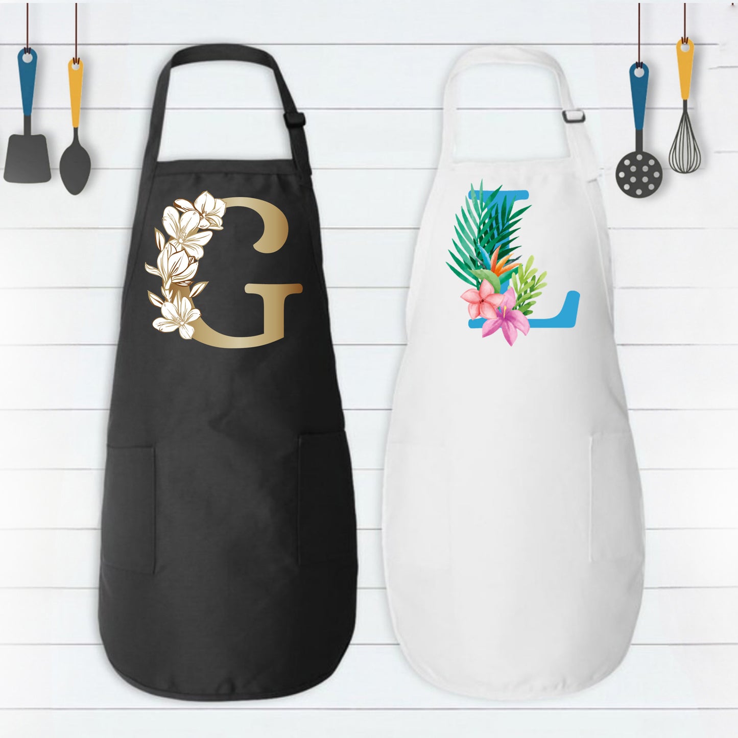 Monogram Letter Apron, Personalized Kitchen Apron, Cookie Baker Gift-newamarketing