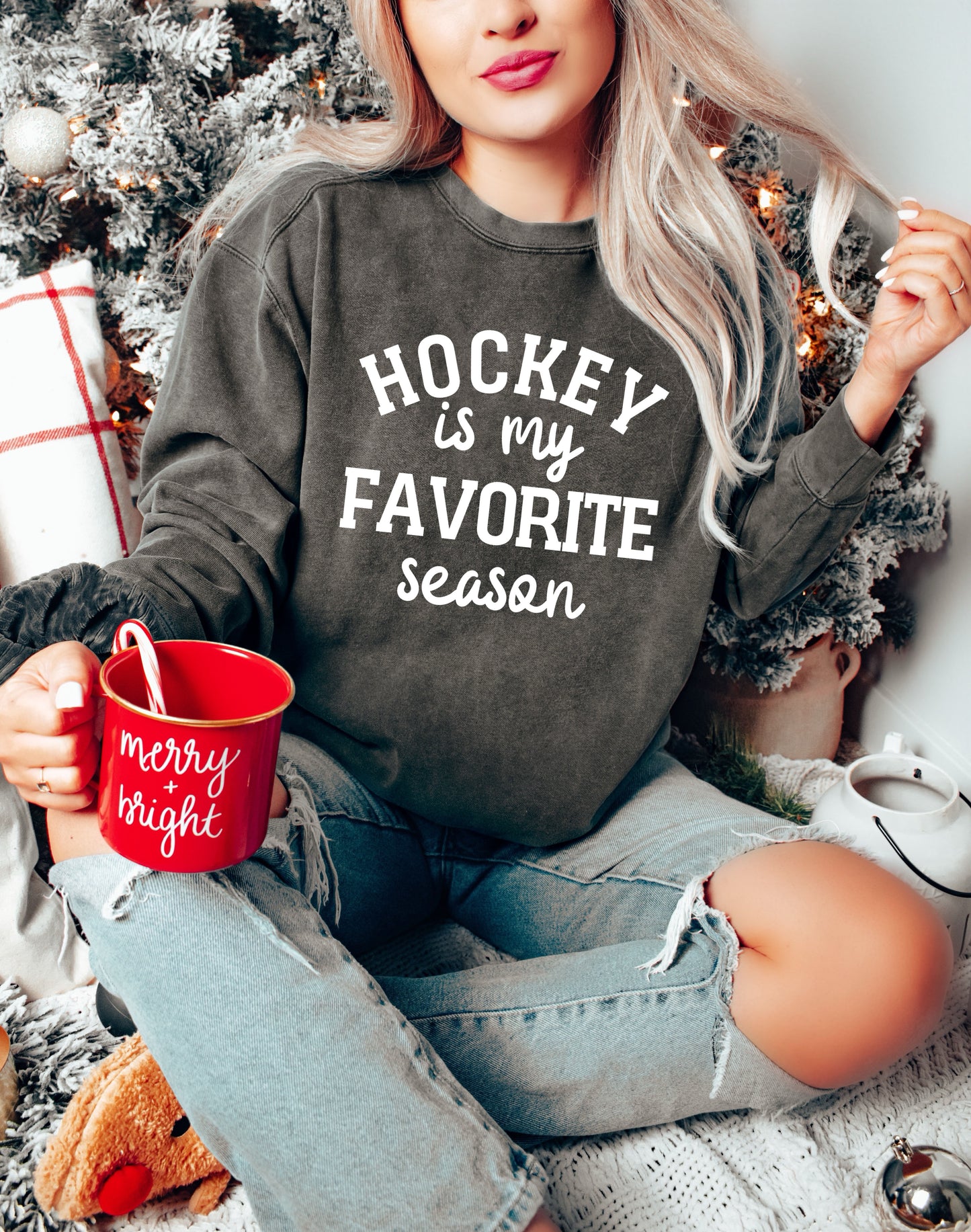 Hockey Is My Favorite Season Sweatshirt, Comfort Color Sweatshirt, Sports Mom Sweatshirt-newamarketing