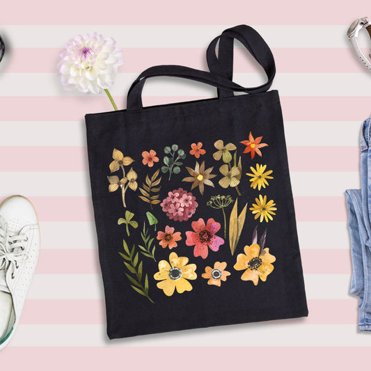 Watercolor Illustration Totes, Flowers Tote Bag, Flower Print Tote Bag-newamarketing