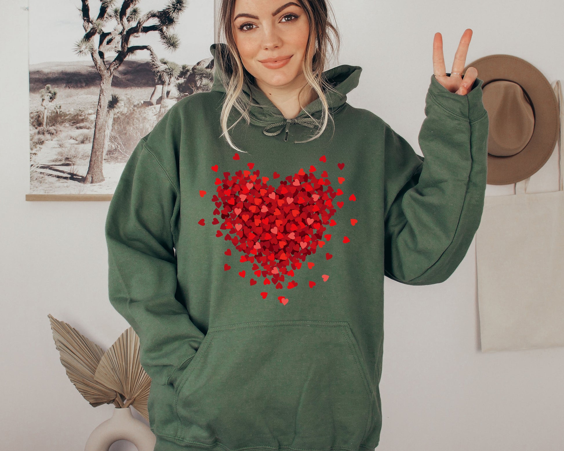 Red Heart Sweatshirt, Cute Heart Sweatshirts, Valentines Sweater, Hearts Sweater-newamarketing