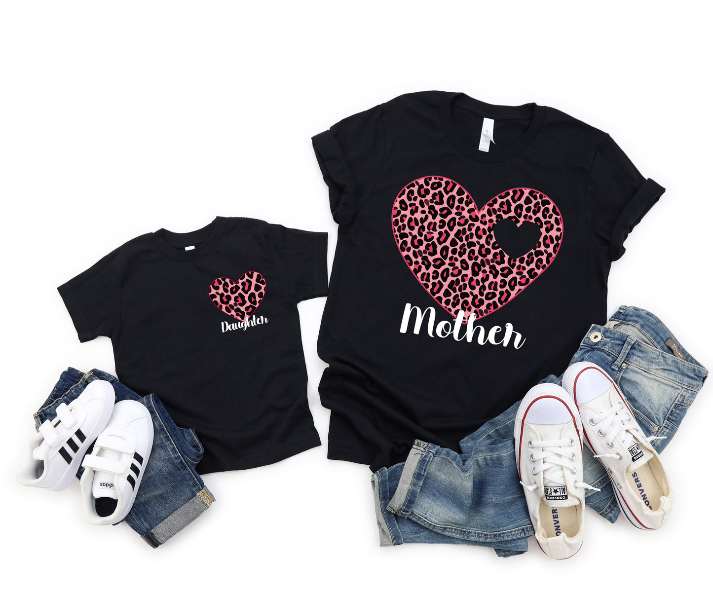 Matching Family Heart Shirts, Mama Leopard Shirt, Matching Mom And Daughter Gifts-newamarketing