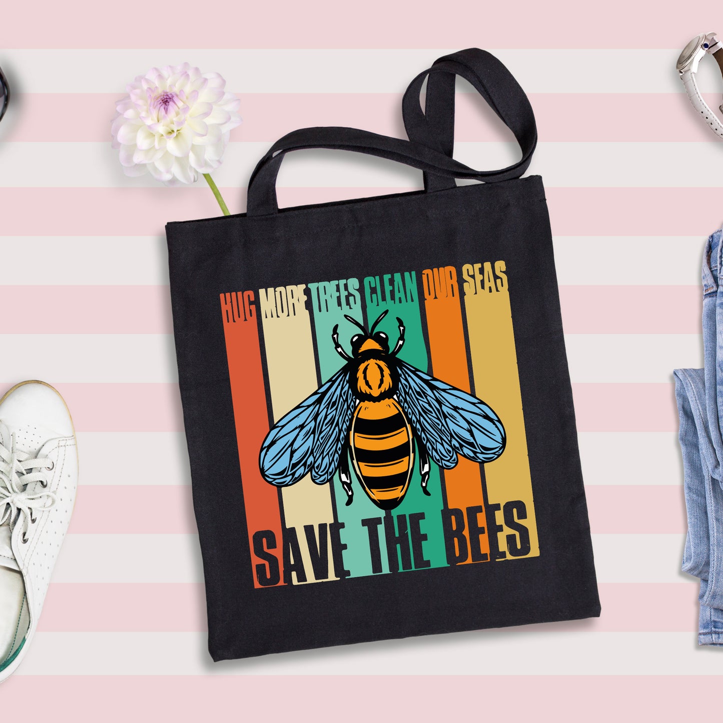 Save The Bees Tote Bag, Canvas Tote Bag, Bee Tote-newamarketing