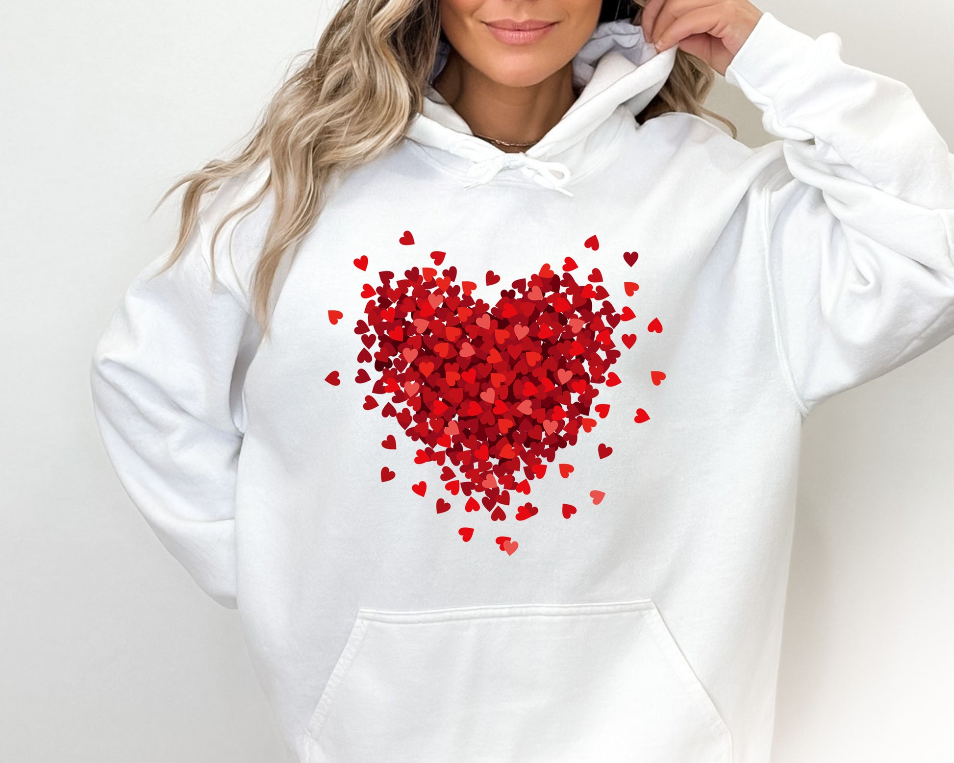 Red Heart Sweatshirt, Cute Heart Sweatshirts, Valentines Sweater, Hearts Sweater-newamarketing