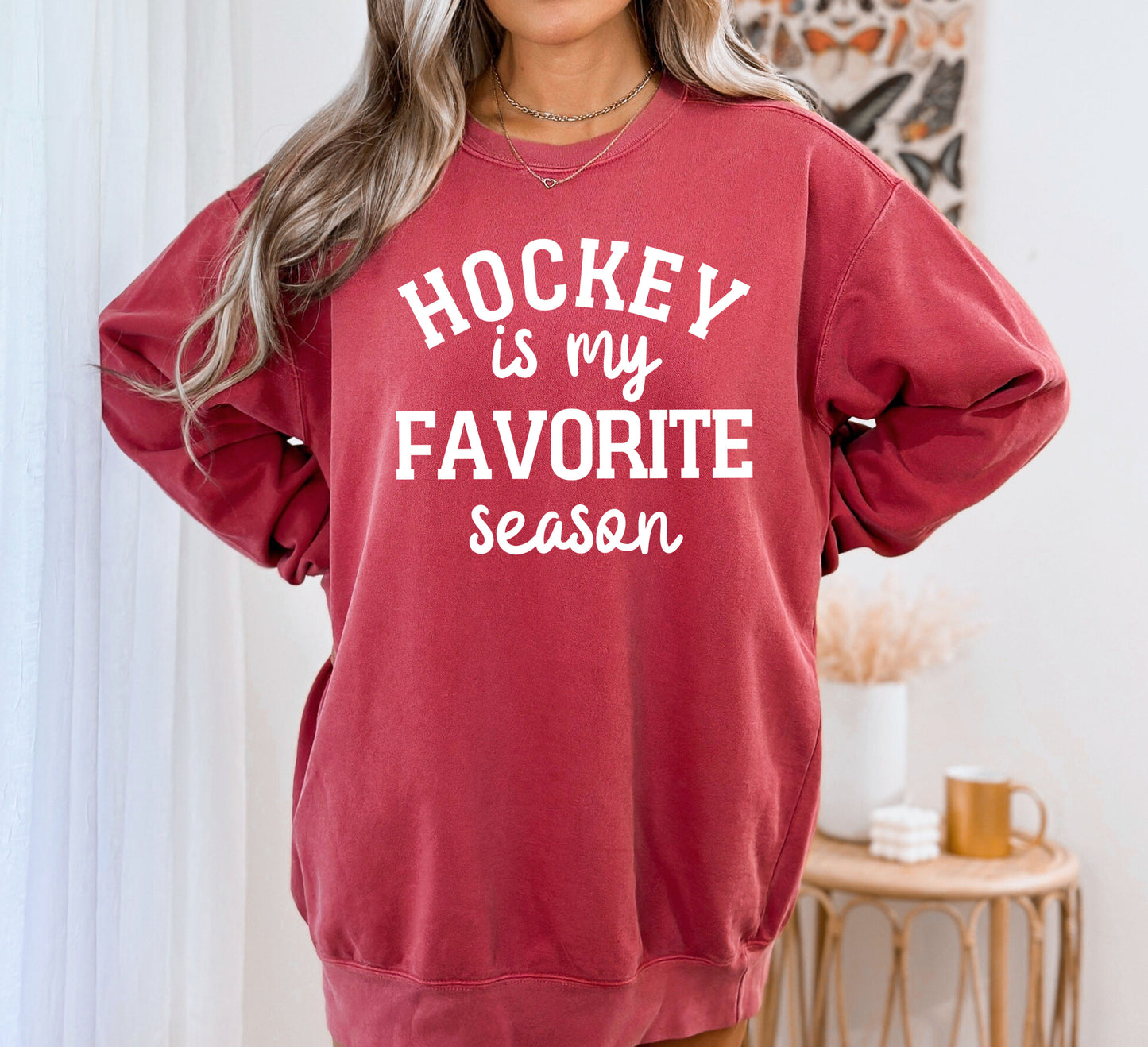 Hockey Is My Favorite Season Sweatshirt, Comfort Color Sweatshirt, Sports Mom Sweatshirt-newamarketing