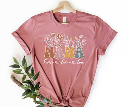 Nana Shirt With Grandkids Names, Personalized Nana Gifts, Nana Shirt With Names-newamarketing