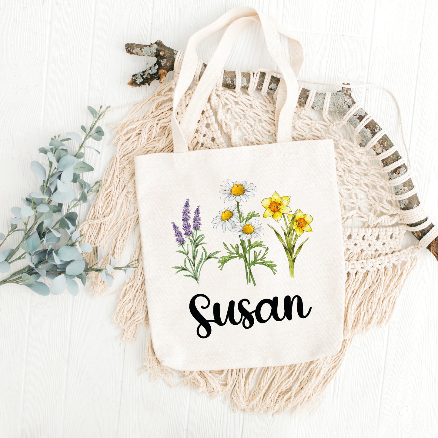 Floral Tote Bag, Personalized Floral Tote Bag, Tote Bag Flowers-newamarketing
