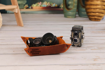 Leather Desk Tray, Handmade Leather Valet Tray, Desk Organizer