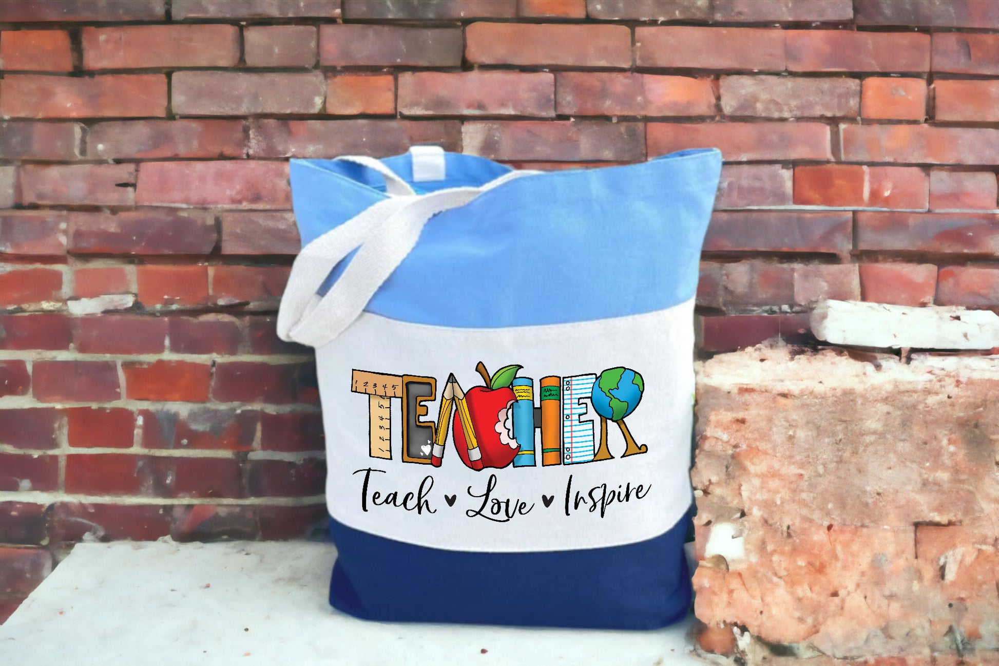 Teacher Tote Bag, Gift For Teachers, Tri Color Bag-newamarketing