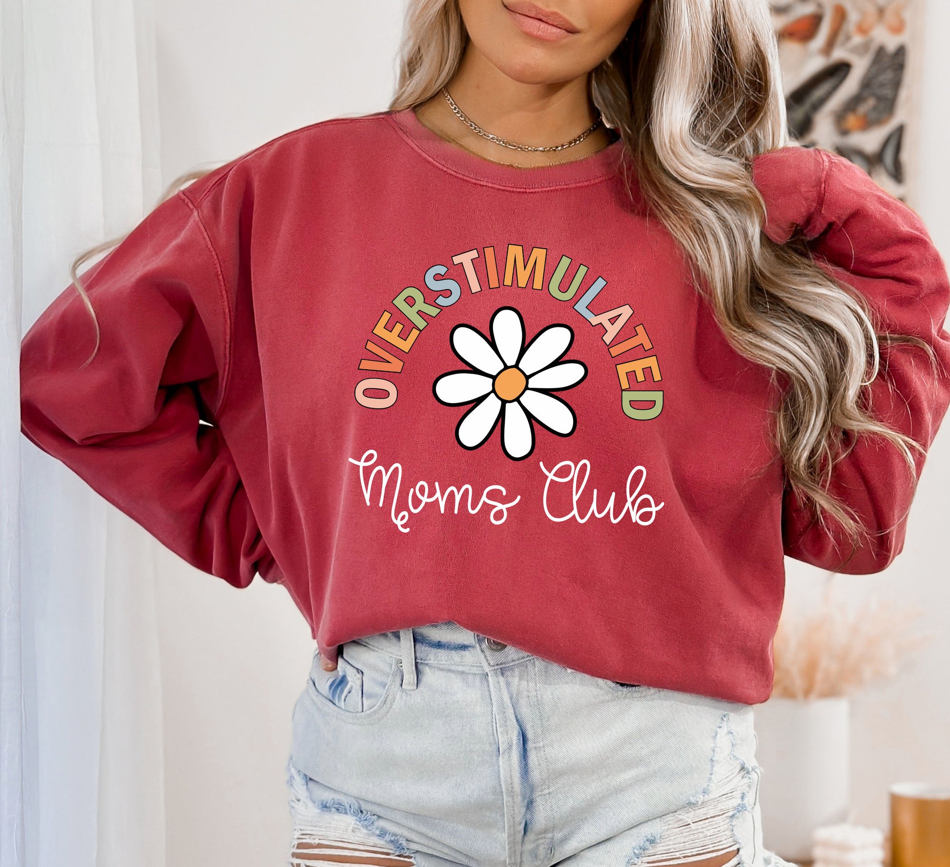 Overstimulated Moms Club Sweatshirt, Vintage Comfort Colors, Comfort Colors Sweatshirt Hoodie-newamarketing