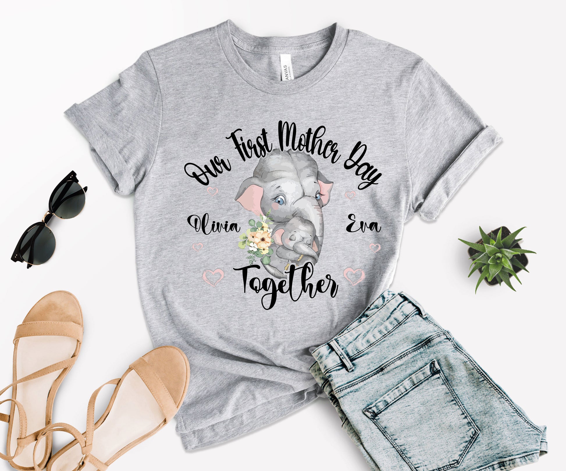 Our First Mother's Day Shirt, Elephant Mom Shirt, Mother's Day Matching Shirt-newamarketing