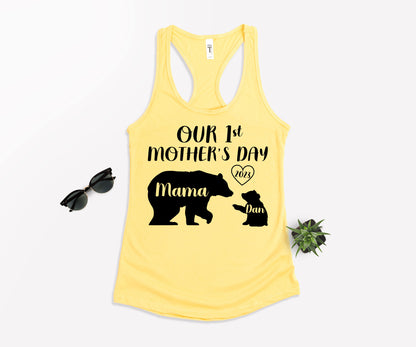 Our 1st Mother's Day Shirt, Mama Bear Shirt with Kids Name, Custom Mom Shirt