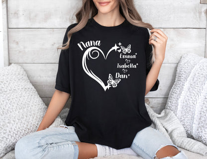 Nana Personalized Shirts, Grandma Heart Shirt, Custom Grandma Shirt-newamarketing