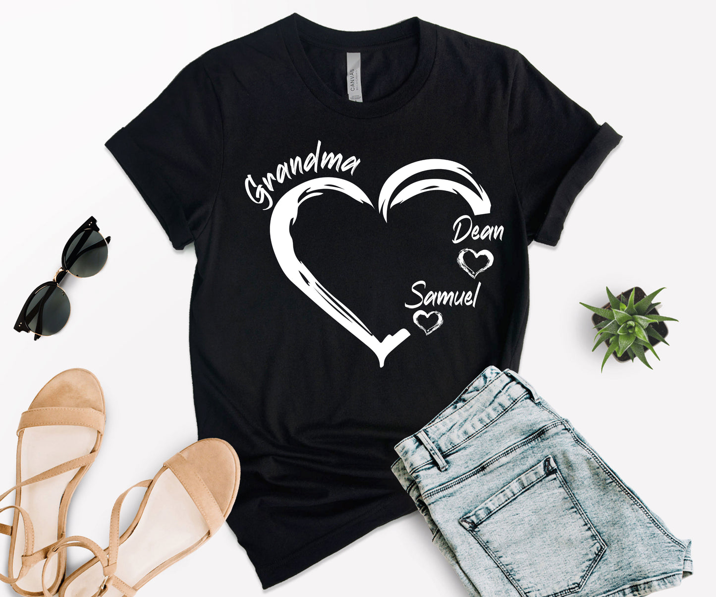 Grandma Heart Shirt, Grandkids Name Shirt, Custom Grandma Shirt-newamarketing