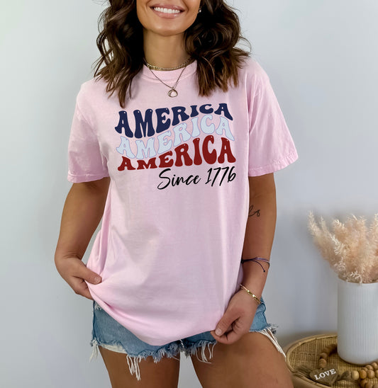 America 1776 Shirt, Independence Day Shirt, Comfort Colors T-Shirts-newamarketing