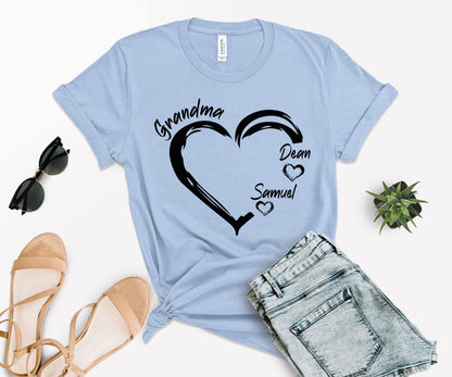 Grandma Heart Shirt, Grandkids Name Shirt, Custom Grandma Shirt-newamarketing