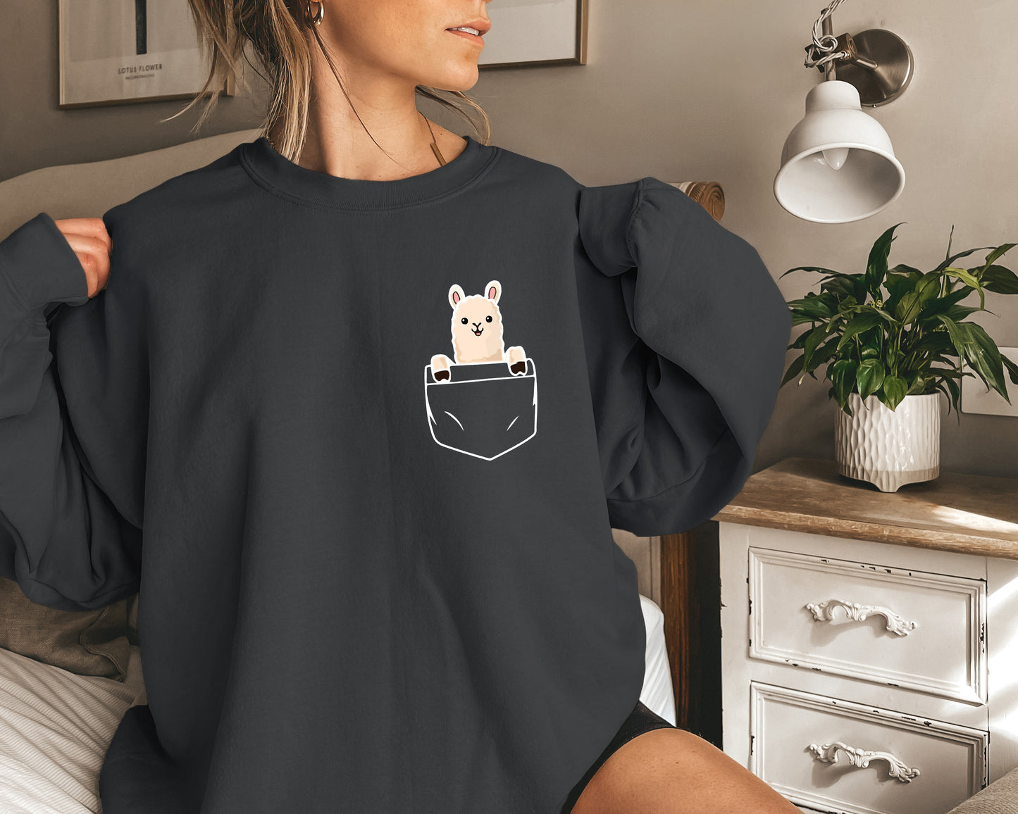 Pocket Llama Sweatshirt, Llama Sweater, Llama Hoodies-newamarketing