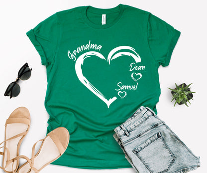 Grandma Heart Shirt, Grandkids Name Shirt, Custom Grandma Shirt-newamarketing