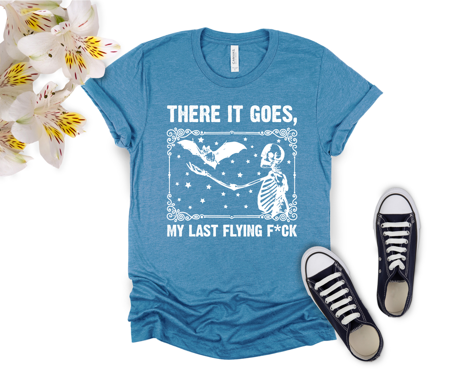 There It Goes My Last Flying Fuck Shirt, Sarcastic Skeleton T-Shirt Funny Sayings Tee, Disney, Halloween, Party, Shirt, Disney World, Tee, Maleficent, Graphic, T-Shirt, high-quality, Made in the USA, mom, mother, father, dad, family, cotton, holiday, trip, vacation, adult, youth, toddler shirt, baby onesie, kids- newamarketing, ewa marketing, DTF Printing, DTF Delaware, DTF Transfer By Size