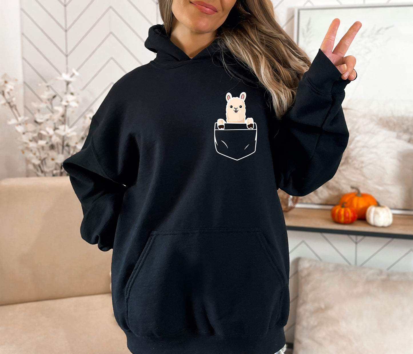 Pocket Llama Sweatshirt, Llama Sweater, Llama Hoodies-newamarketing