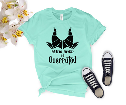 Being Good is Overrated Shirt, Disney Villains Halloween T-Shirt, Maleficent Tee, Sarcastic Skeleton T-Shirt Funny Sayings Tee, Disney, Halloween, Party, Shirt, Disney World, Tee, Maleficent, Graphic, T-Shirt, high-quality, Made in the USA, mom, mother, father, dad, family, cotton, holiday, trip, vacation, adult, youth, toddler shirt, baby onesie, kids, Newa Marketing, newamarketing, DTF Transfer by size, Direct to film, DTF Delaware