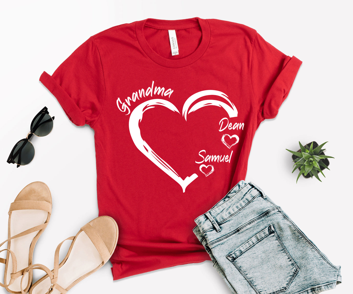 Grandma Heart Shirt, Grandkids Name Shirt, Custom Grandma Shirt-newamarketing