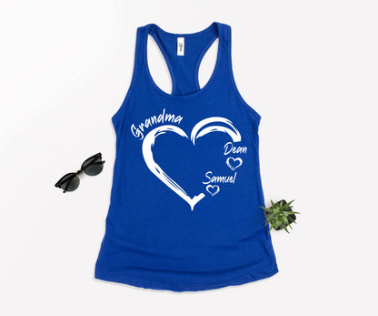 Grandma Heart Shirt, Grandkids Name Shirt, Custom Grandma Shirt-newamarketing