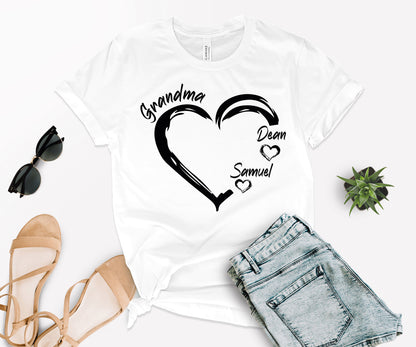 Grandma Heart Shirt, Grandkids Name Shirt, Custom Grandma Shirt-newamarketing