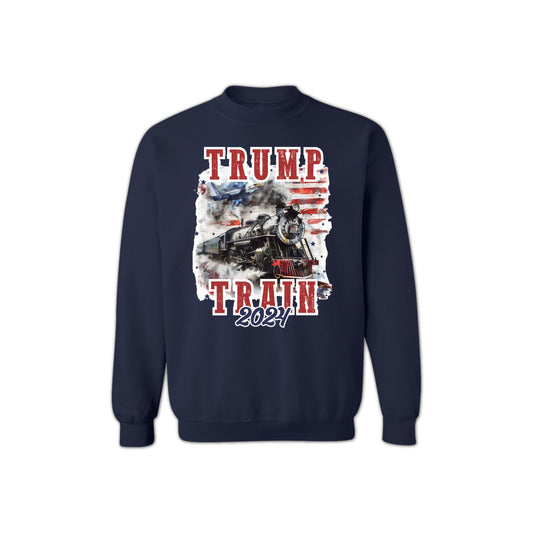 High Quality Trump Train 2024 Sweatshirt – Unisex Patriotic Apparel, Made in USA