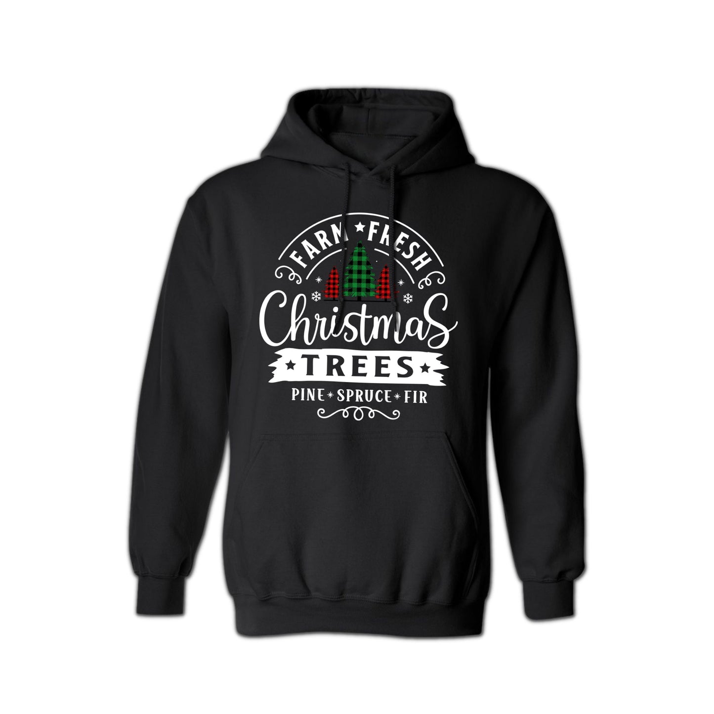 Plaid Christmas Tree Hoodie for Women & Men - Cozy Holiday Hoodie - Festive Buffalo Plaid Sweater