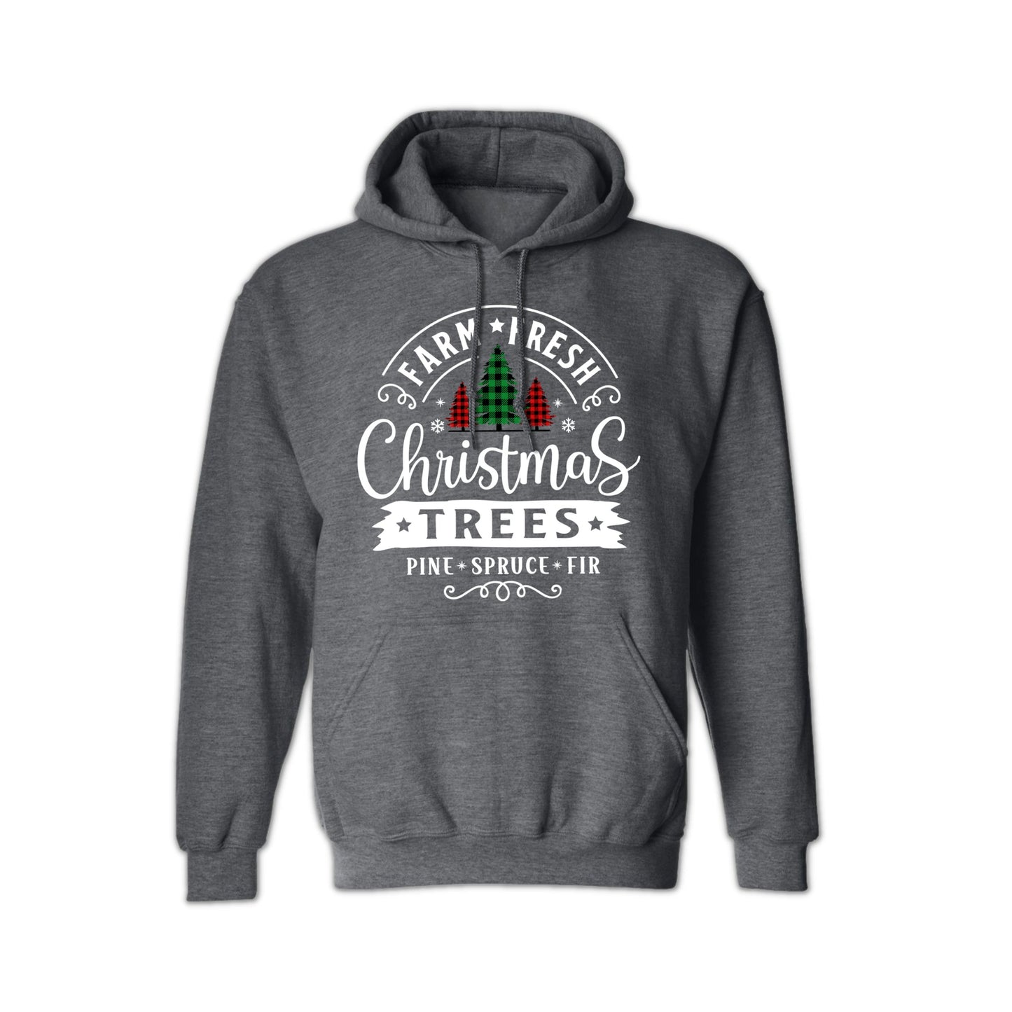 Plaid Christmas Tree Hoodie for Women & Men - Cozy Holiday Hoodie - Festive Buffalo Plaid Sweater