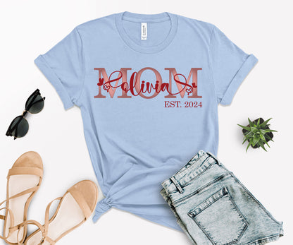 Custom Mother's Day Shirt, Mom Est Shirt, Customized Mom Shirt-newamarketing