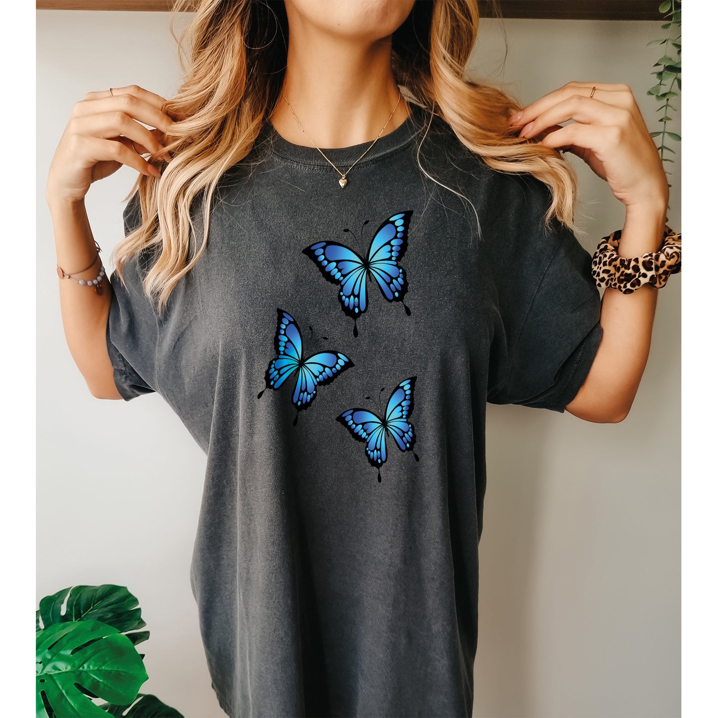 Comfort Color T-Shirts, Butterfly Shirt, Blue Butterfly Shirt-newamarketing