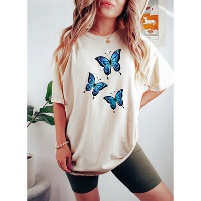 Comfort Color T-Shirts, Butterfly Shirt, Blue Butterfly Shirt-newamarketing