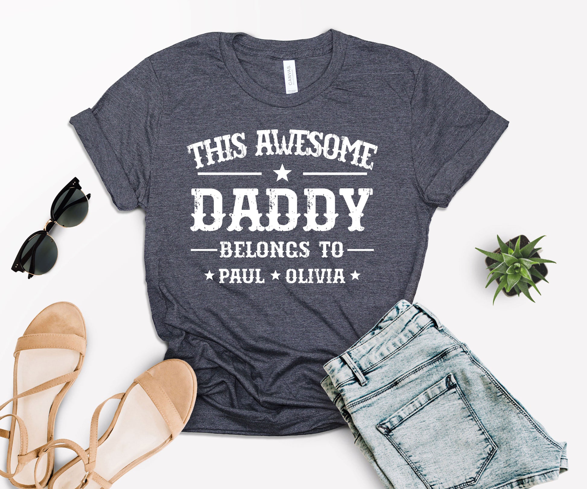 This Awesome Belongs to Shirt, Dad Shirt with Kids Names, Custom Dad Tee-newamarketing