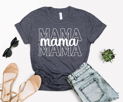 Stacked Font Mama Shirt, Retro Mama Shirt, Custom Mama Shirt-newamarketing