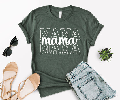 Stacked Font Mama Shirt, Retro Mama Shirt, Custom Mama Shirt-newamarketing