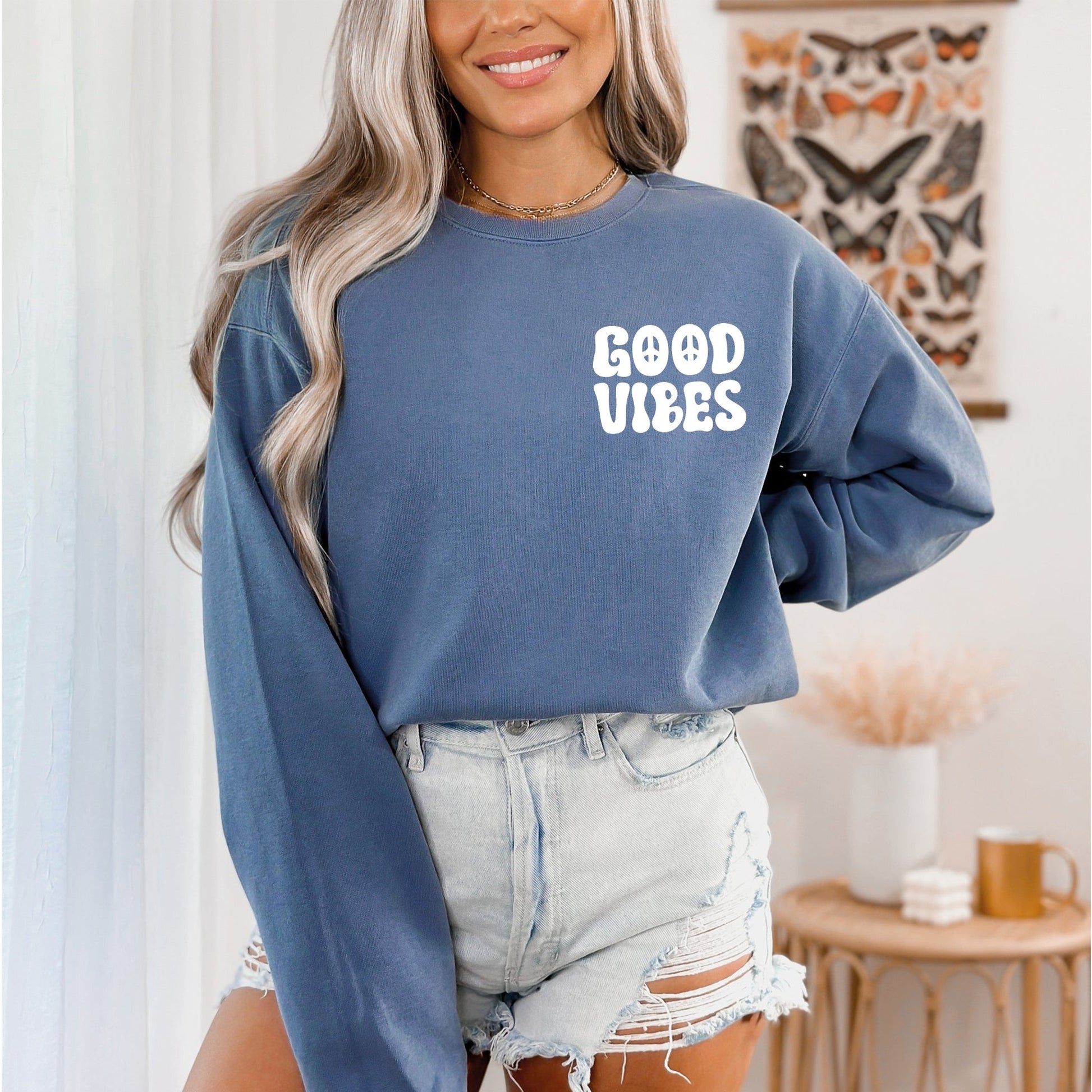 Good Vibes Sweatshirt, Positive Vibes Sweatshirt, Comfort Colors Sweatshirt-newamarketing
