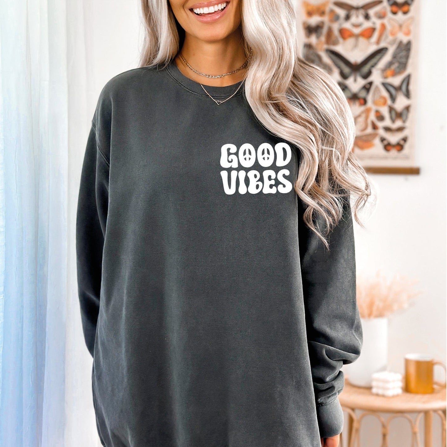 Good Vibes Sweatshirt, Positive Vibes Sweatshirt, Comfort Colors Sweatshirt-newamarketing