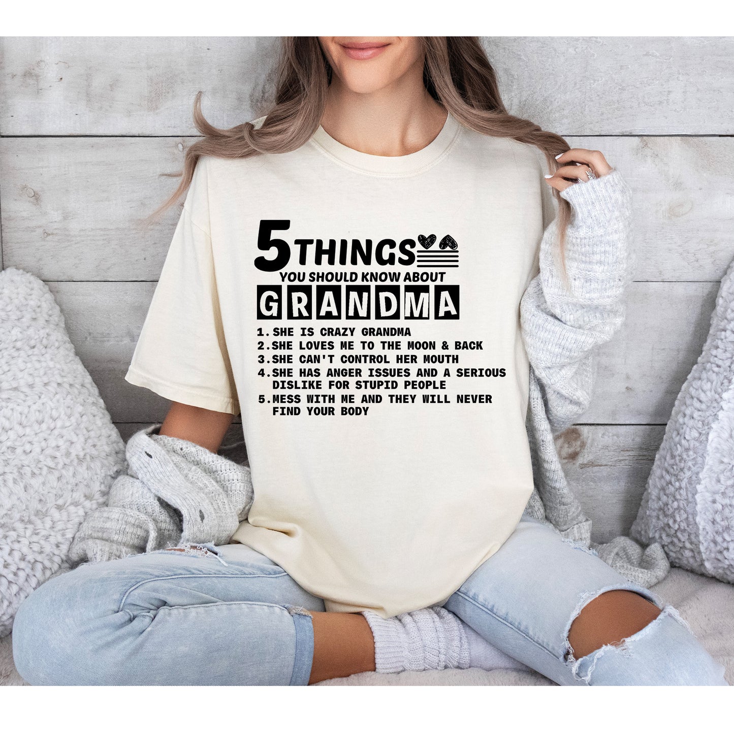 Comfort Color T-Shirts, 5 Things about My Grandma Shirt, Funny Grandma Shirts-newamarketing